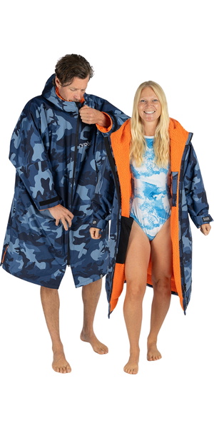2025 Dryrobe Advance Long Sleeve Changing Robe V3 DALSV3 - Blue Camo / Orange
